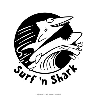 Surf n' Shark logo by Daryl Stevens
